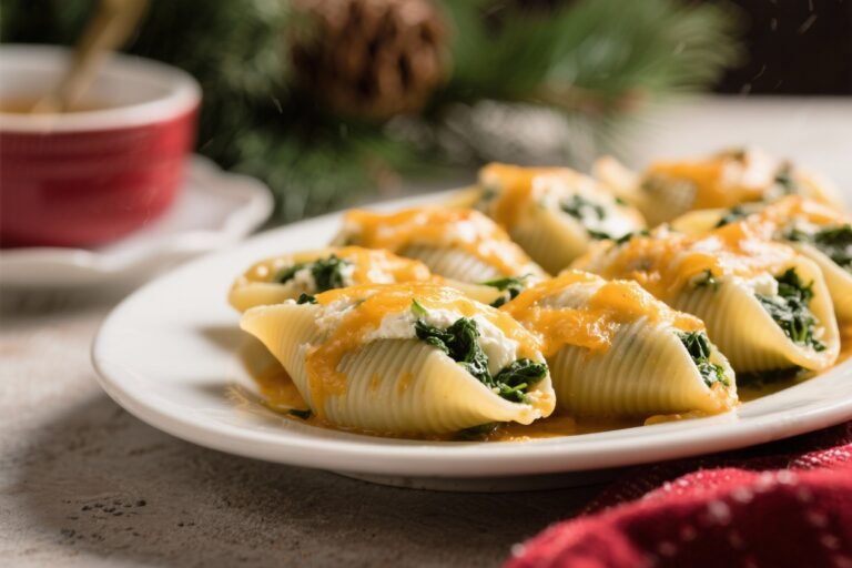 Cheesy Spinach and Ricotta Stuffed Shells (Meatless Holiday Main Dish) – Cozy, Crowd-Pleasing Comfort