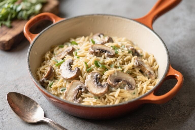 One-Pot Creamy Mushroom Orzo – Cozy, Weeknight Comfort