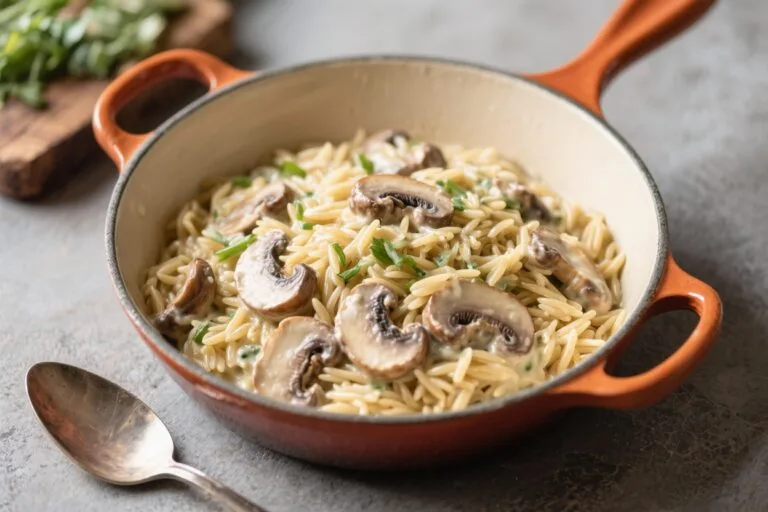 One-Pot Creamy Mushroom Orzo – Cozy, Weeknight Comfort