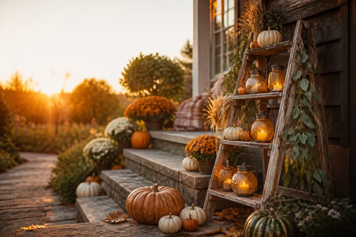 6 Fall Ladder Decor Ideas For Your Porch And Garden (Rustic And Charming)