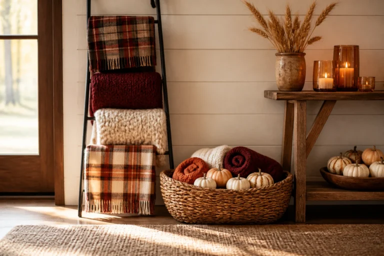 5 Fall Blanket Ladder And Basket Decor Ideas For Instant Farmhouse Coziness