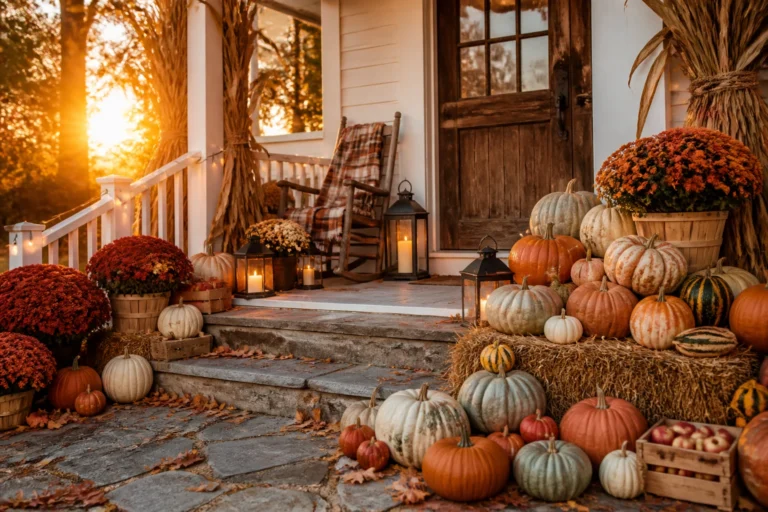 5 Farmhouse Fall Front Porch Decor Ideas With Rustic Country Charm