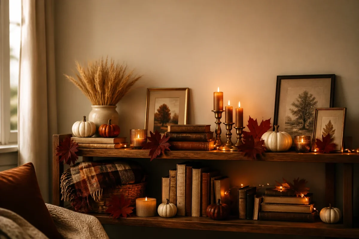 6 Fall Bookshelf And Shelf Styling Ideas For A Layered Cozy Look