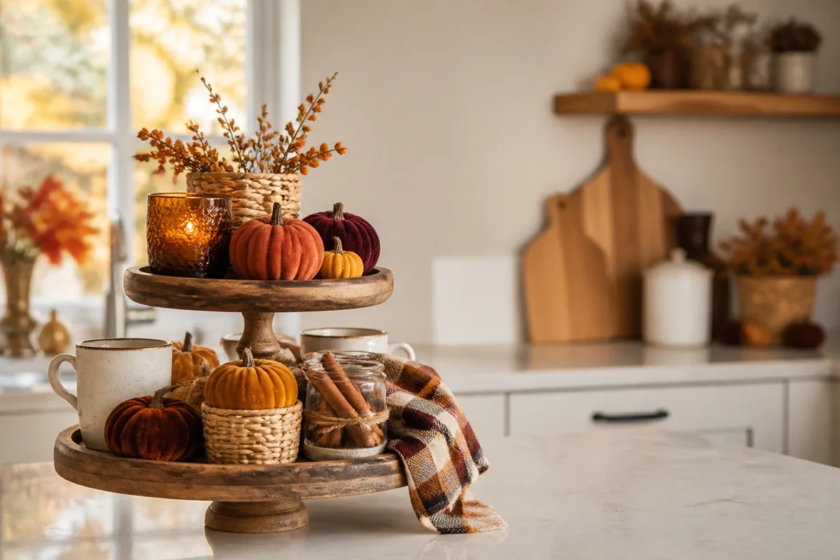 6 Fall Tiered Tray Decor Ideas For Kitchens And Coffee Bars